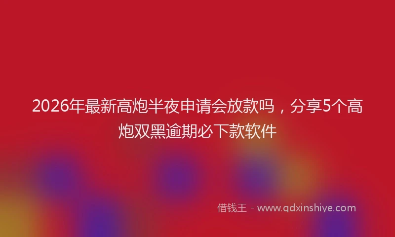 2026年最新高炮半夜申请会放款吗，分享5个高炮双黑逾期必下款软件