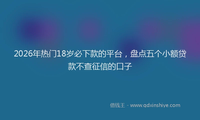 2026年热门18岁必下款的平台，盘点五个小额贷款不查征信的口子