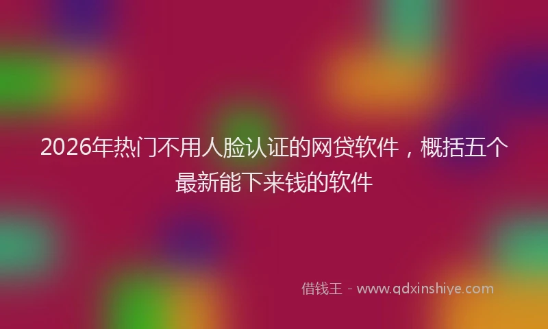 2026年热门不用人脸认证的网贷软件，概括五个最新能下来钱的软件