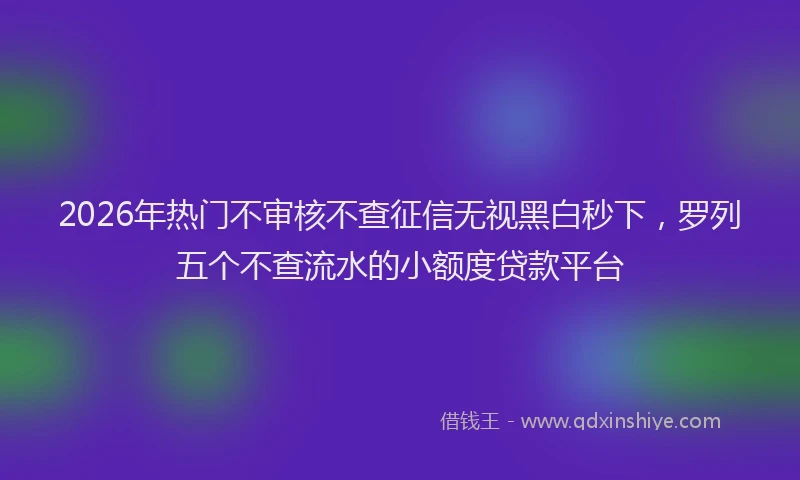 2026年热门不审核不查征信无视黑白秒下，罗列五个不查流水的小额度贷款平台