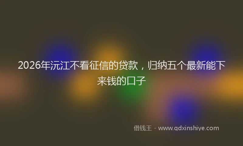 2026年沅江不看征信的贷款，归纳五个最新能下来钱的口子