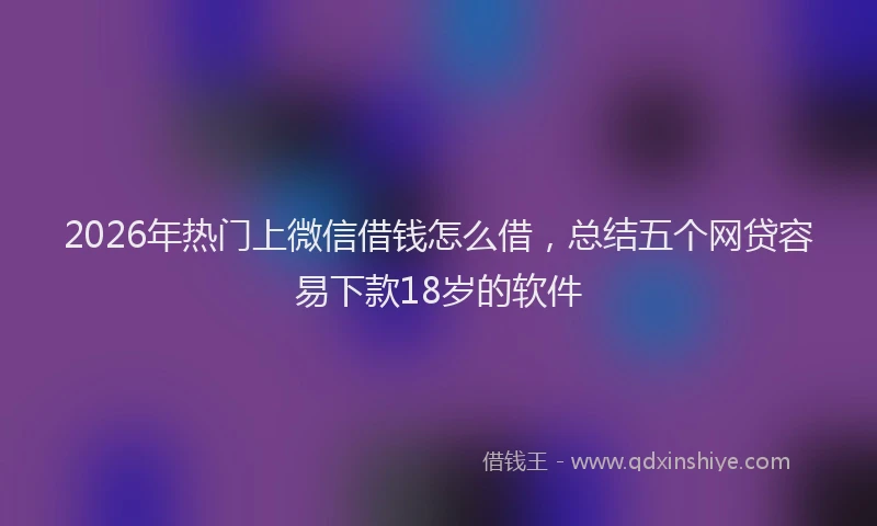 2026年热门上微信借钱怎么借，总结五个网贷容易下款18岁的软件