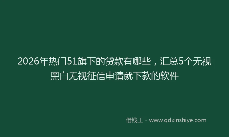 2026年热门51旗下的贷款有哪些，汇总5个无视黑白无视征信申请就下款的软件