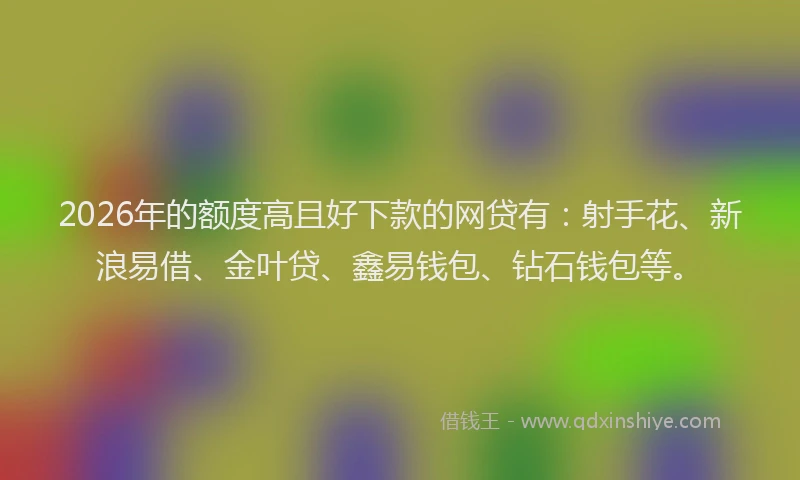 2026年的额度高且好下款的网贷有：射手花、新浪易借、金叶贷、鑫易钱包、钻石钱包等。