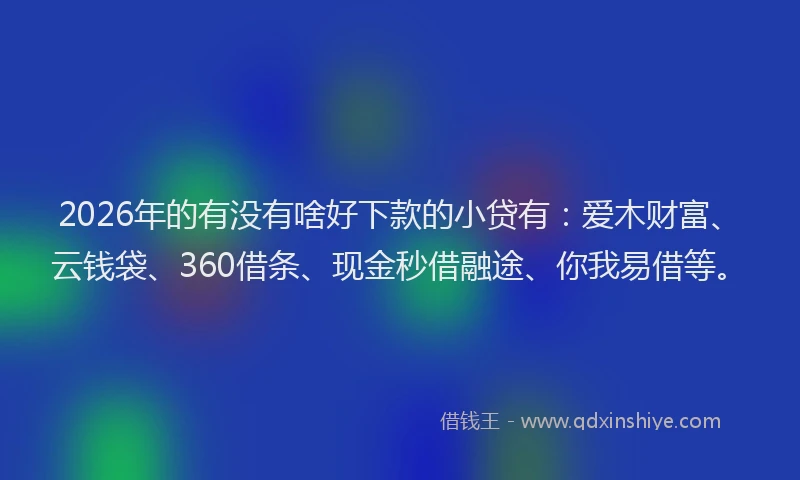 2026年的有没有啥好下款的小贷有：爱木财富、云钱袋、360借条、现金秒借融途、你我易借等。