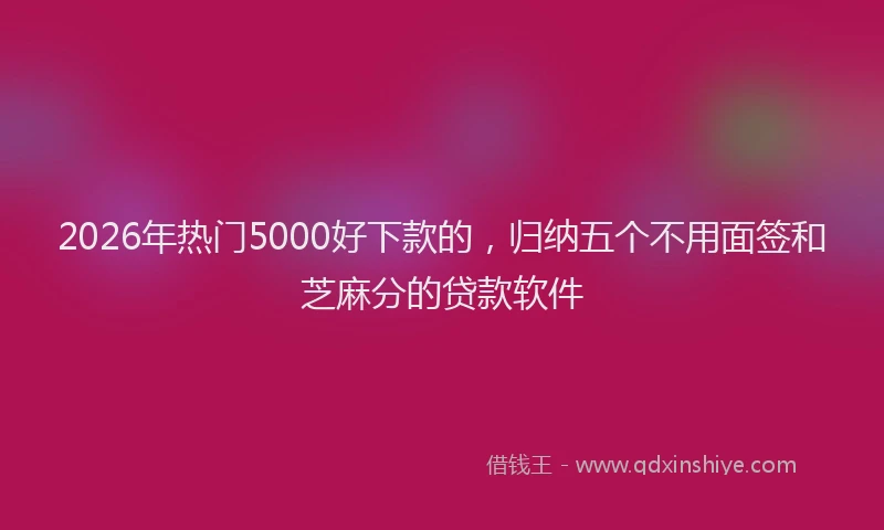 2026年热门5000好下款的，归纳五个不用面签和芝麻分的贷款软件