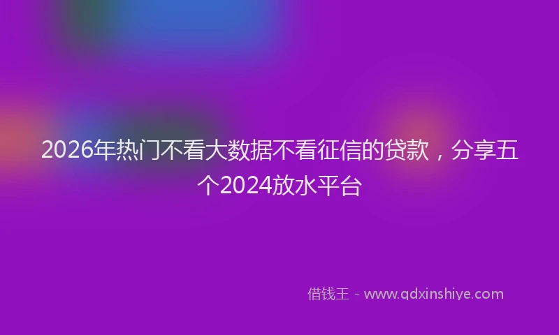 2026年热门不看大数据不看征信的贷款，分享五个2024放水平台