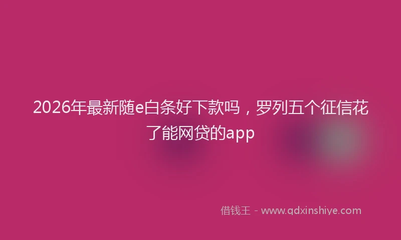 2026年最新随e白条好下款吗，罗列五个征信花了能网贷的app