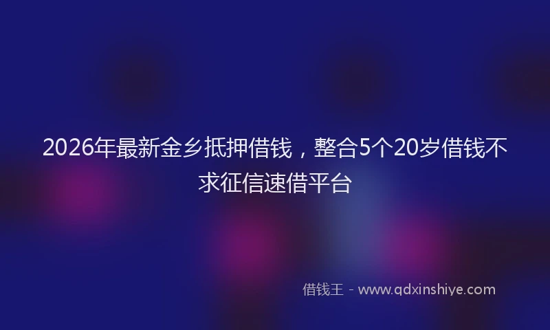 2026年最新金乡抵押借钱，整合5个20岁借钱不求征信速借平台