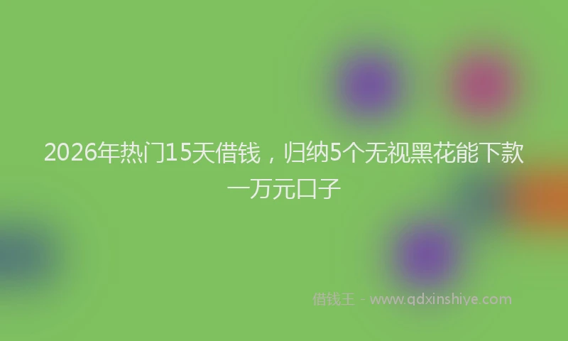 2026年热门15天借钱，归纳5个无视黑花能下款一万元口子