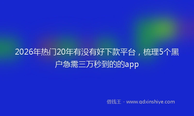 2026年热门20年有没有好下款平台，梳理5个黑户急需三万秒到的的app