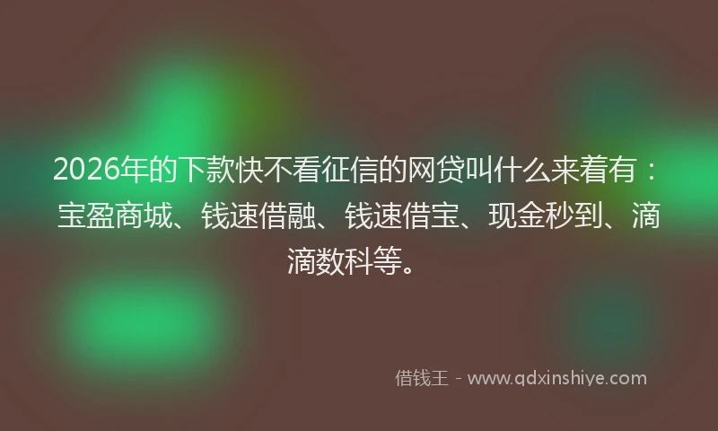 2026年的下款快不看征信的网贷叫什么来着有：宝盈商城、钱速借融、钱速借宝、现金秒到、滴滴数科等。