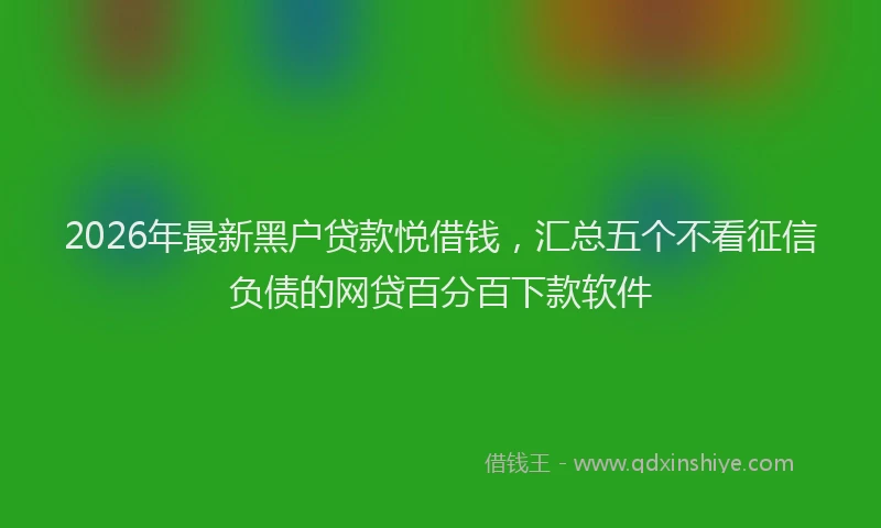 2026年最新黑户贷款悦借钱，汇总五个不看征信负债的网贷百分百下款软件
