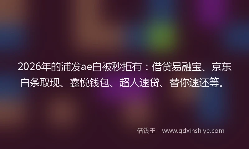 2026年的浦发ae白被秒拒有：借贷易融宝、京东白条取现、鑫悦钱包、超人速贷、替你速还等。