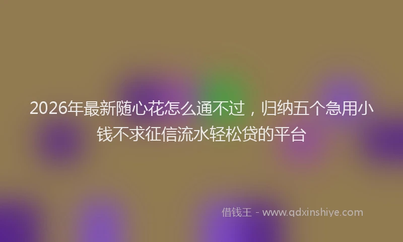 2026年最新随心花怎么通不过，归纳五个急用小钱不求征信流水轻松贷的平台