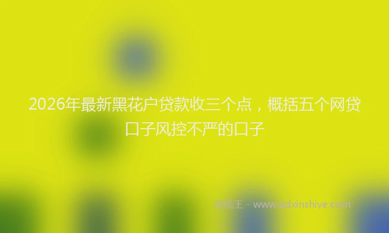 2026年最新黑花户贷款收三个点，概括五个网贷口子风控不严的口子