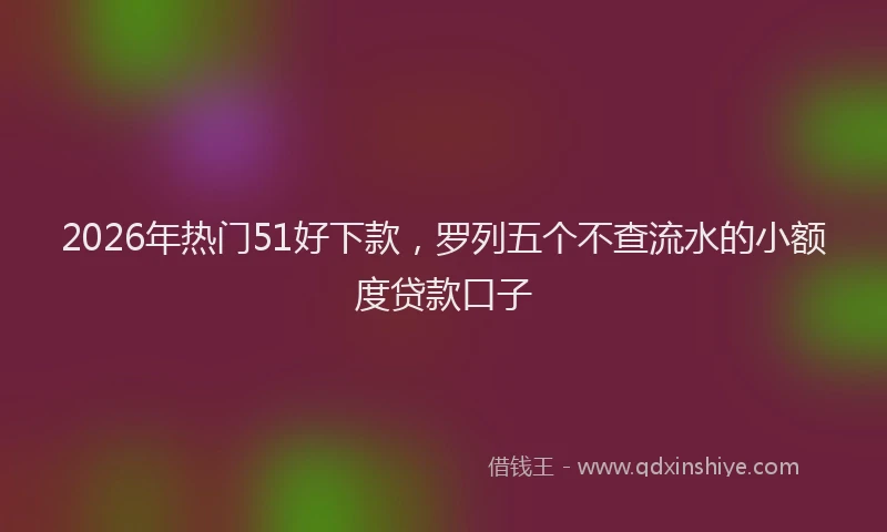 2026年热门51好下款，罗列五个不查流水的小额度贷款口子