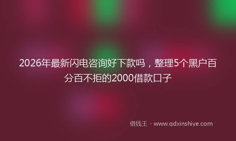 2026年最新闪电咨询好下款吗，整理5个黑户百分百不拒的2000借款口子