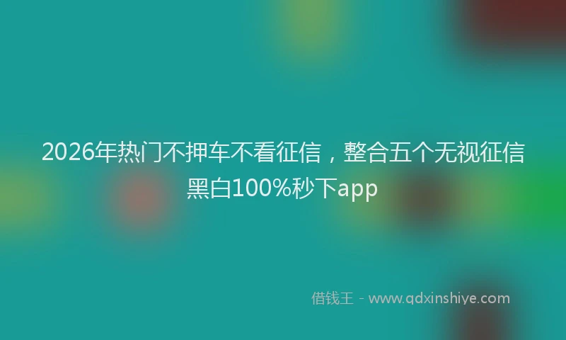 2026年热门不押车不看征信，整合五个无视征信黑白100%秒下app