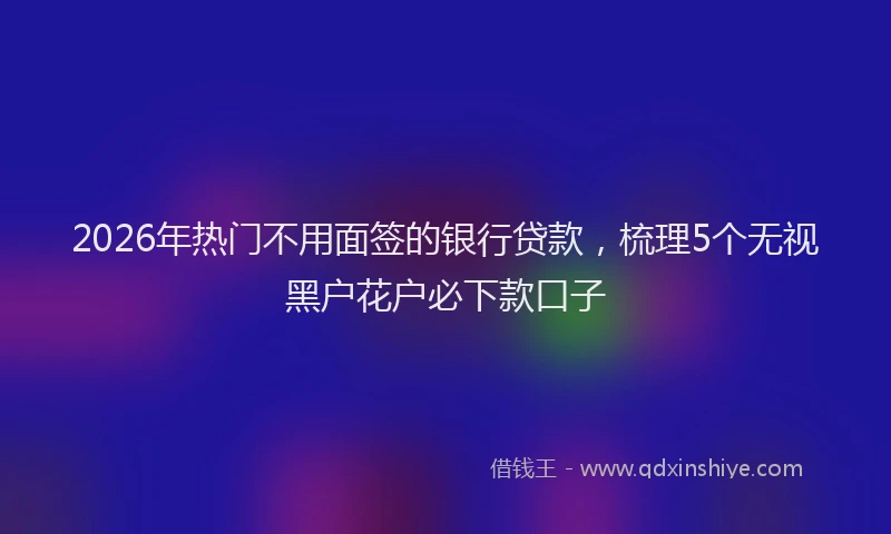 2026年热门不用面签的银行贷款，梳理5个无视黑户花户必下款口子