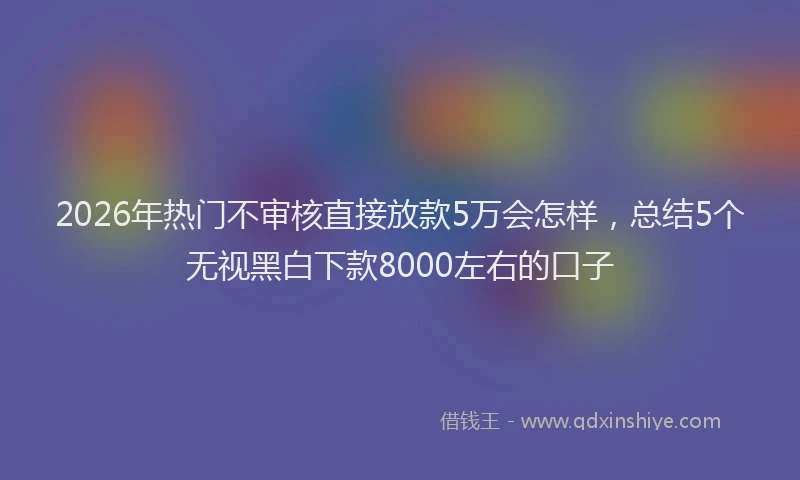 2026年热门不审核直接放款5万会怎样，总结5个无视黑白下款8000左右的口子
