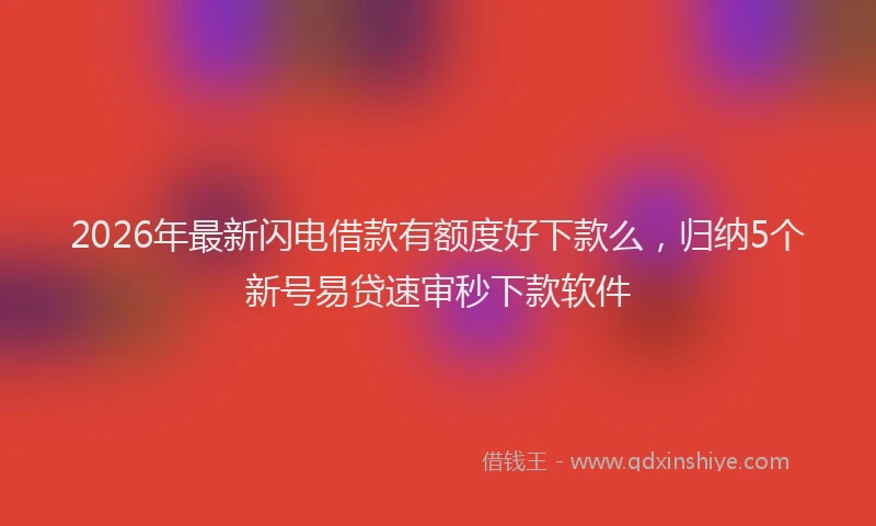 2026年最新闪电借款有额度好下款么，归纳5个新号易贷速审秒下款软件
