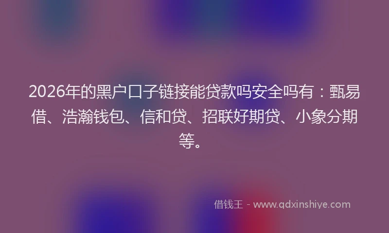 2026年的黑户口子链接能贷款吗安全吗有：甄易借、浩瀚钱包、信和贷、招联好期贷、小象分期等。