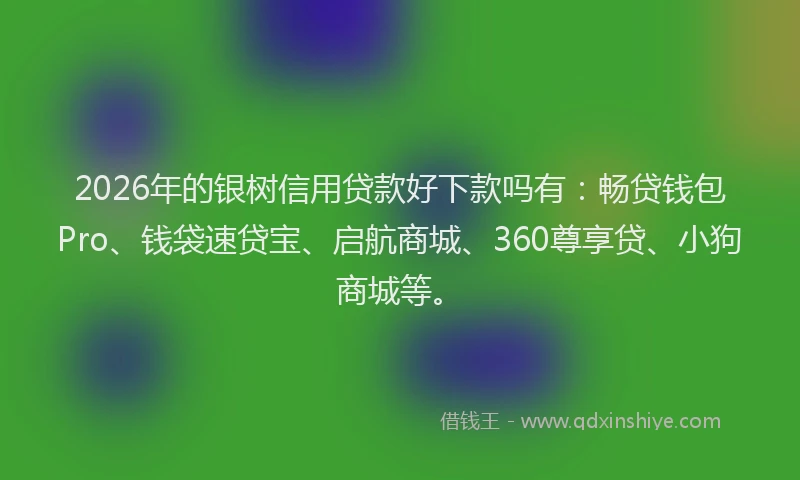 2026年的银树信用贷款好下款吗有：畅贷钱包Pro、钱袋速贷宝、启航商城、360尊享贷、小狗商城等。