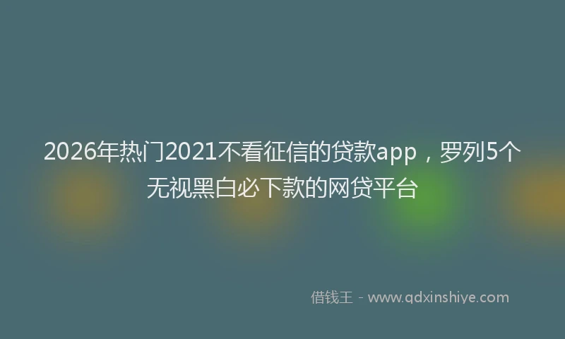 2026年热门2021不看征信的贷款app，罗列5个无视黑白必下款的网贷平台