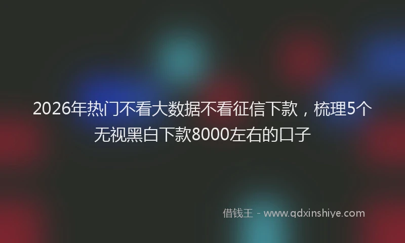 2026年热门不看大数据不看征信下款，梳理5个无视黑白下款8000左右的口子