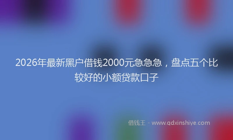 2026年最新黑户借钱2000元急急急，盘点五个比较好的小额贷款口子