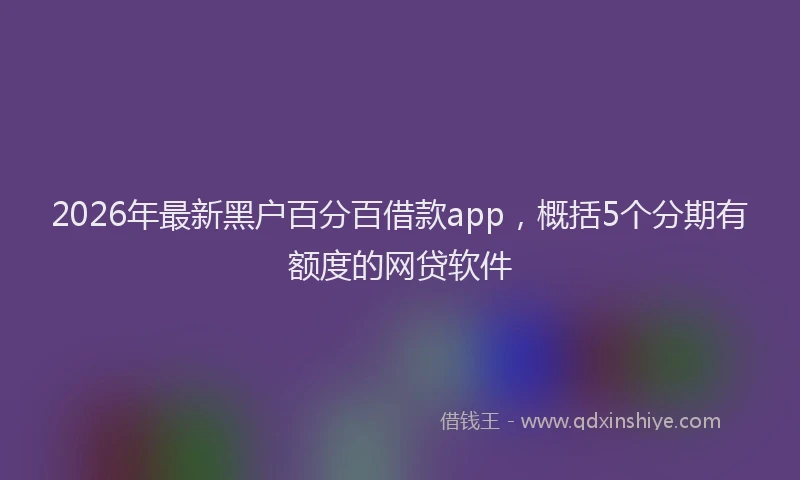 2026年最新黑户百分百借款app，概括5个分期有额度的网贷软件