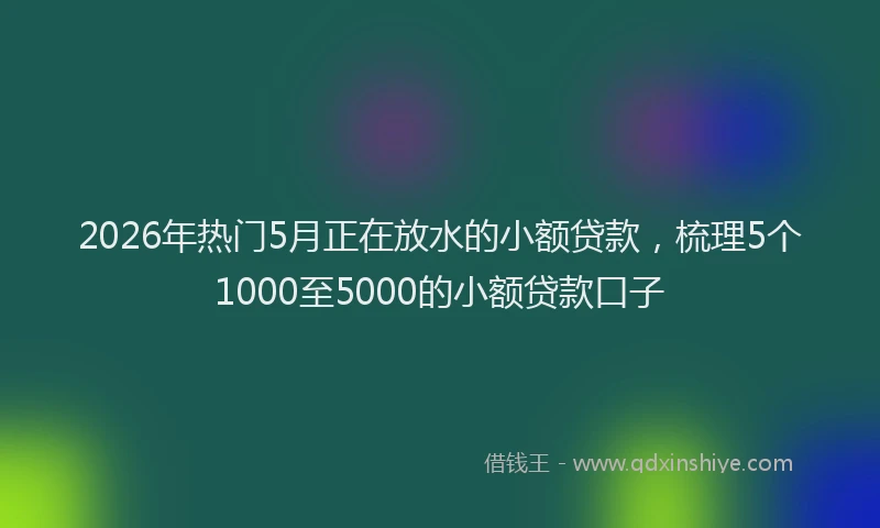 2026年热门5月正在放水的小额贷款，梳理5个1000至5000的小额贷款口子