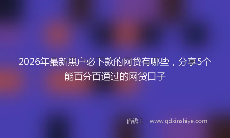 2026年最新黑户必下款的网贷有哪些，分享5个能百分百通过的网贷口子