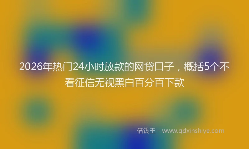 2026年热门24小时放款的网贷口子，概括5个不看征信无视黑白百分百下款