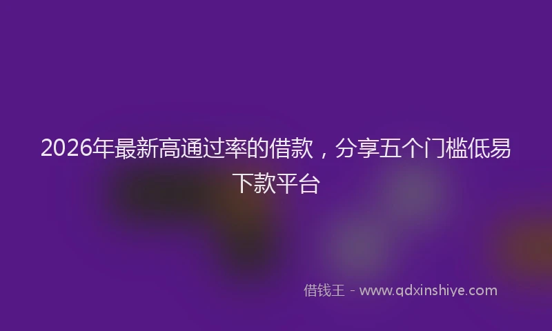 2026年最新高通过率的借款，分享五个门槛低易下款平台