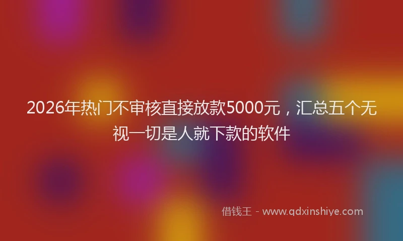 2026年热门不审核直接放款5000元，汇总五个无视一切是人就下款的软件