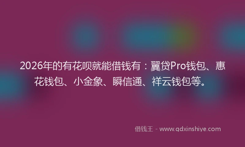 2026年的有花呗就能借钱有：翼贷Pro钱包、惠花钱包、小金象、瞬信通、祥云钱包等。