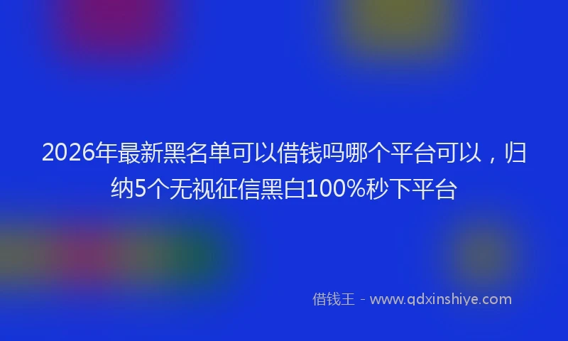 2026年最新黑名单可以借钱吗哪个平台可以，归纳5个无视征信黑白100%秒下平台