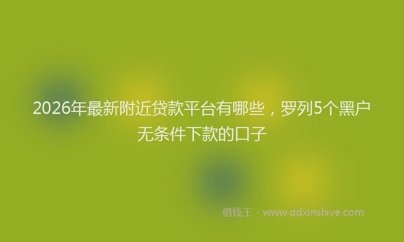 2026年最新附近贷款平台有哪些，罗列5个黑户无条件下款的口子