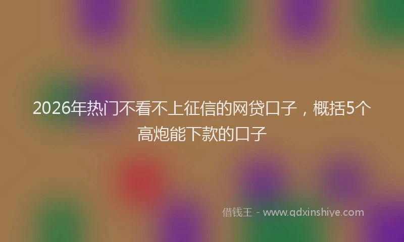 2026年热门不看不上征信的网贷口子，概括5个高炮能下款的口子
