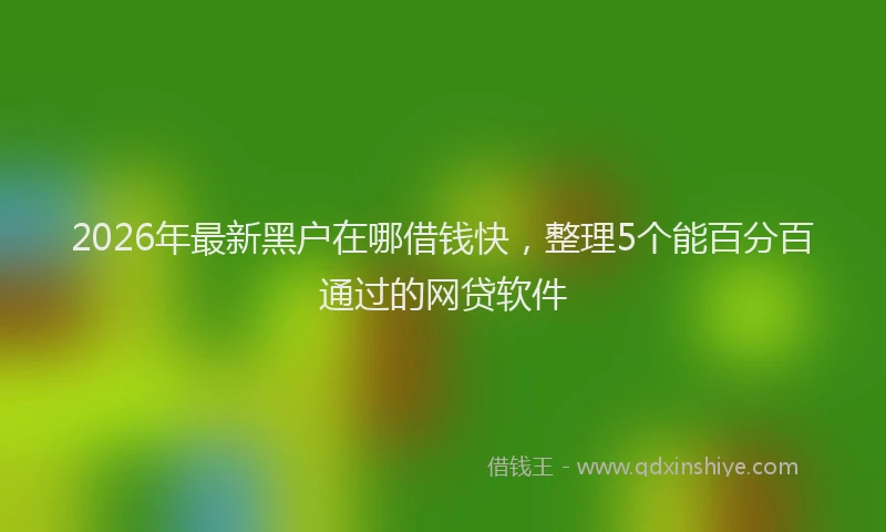 2026年最新黑户在哪借钱快，整理5个能百分百通过的网贷软件