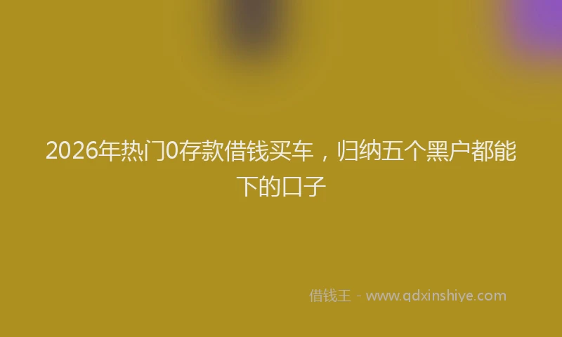 2026年热门0存款借钱买车，归纳五个黑户都能下的口子