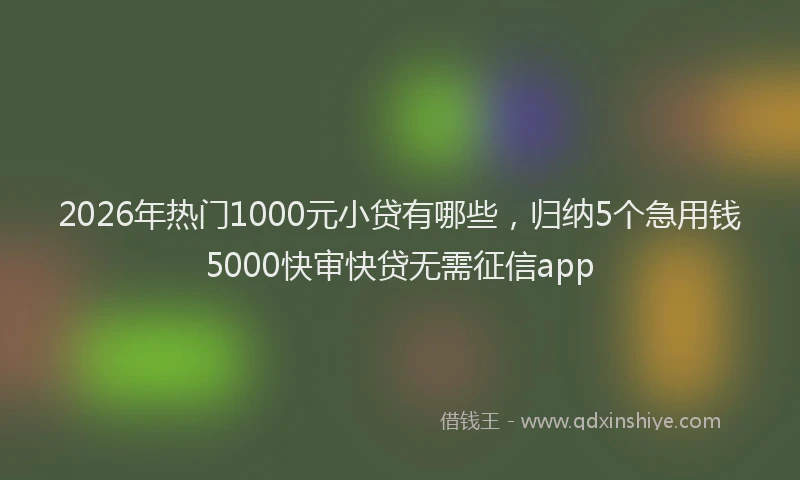 2026年热门1000元小贷有哪些，归纳5个急用钱5000快审快贷无需征信app