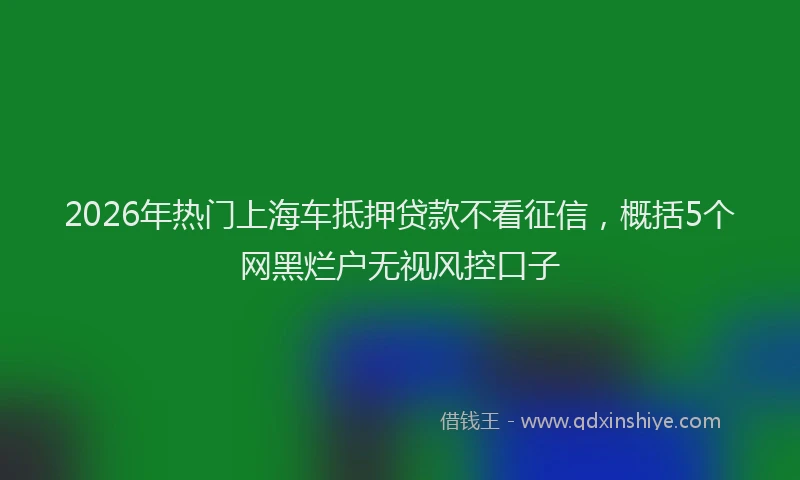 2026年热门上海车抵押贷款不看征信，概括5个网黑烂户无视风控口子