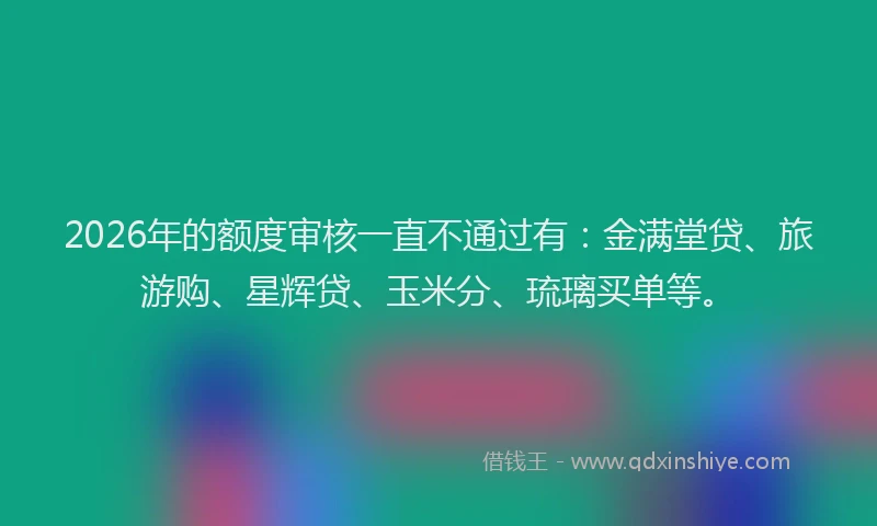 2026年的额度审核一直不通过有：金满堂贷、旅游购、星辉贷、玉米分、琉璃买单等。