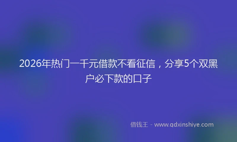 2026年热门一千元借款不看征信，分享5个双黑户必下款的口子