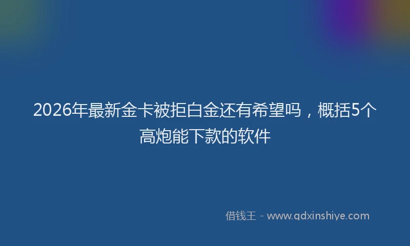 2026年最新金卡被拒白金还有希望吗，概括5个高炮能下款的软件