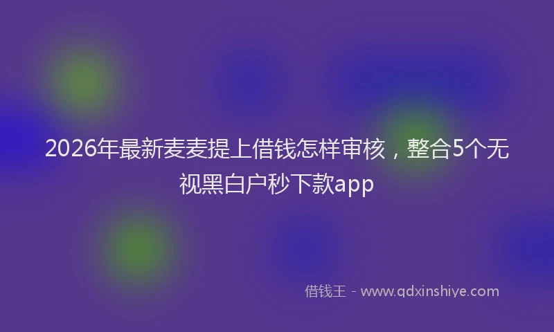 2026年最新麦麦提上借钱怎样审核，整合5个无视黑白户秒下款app