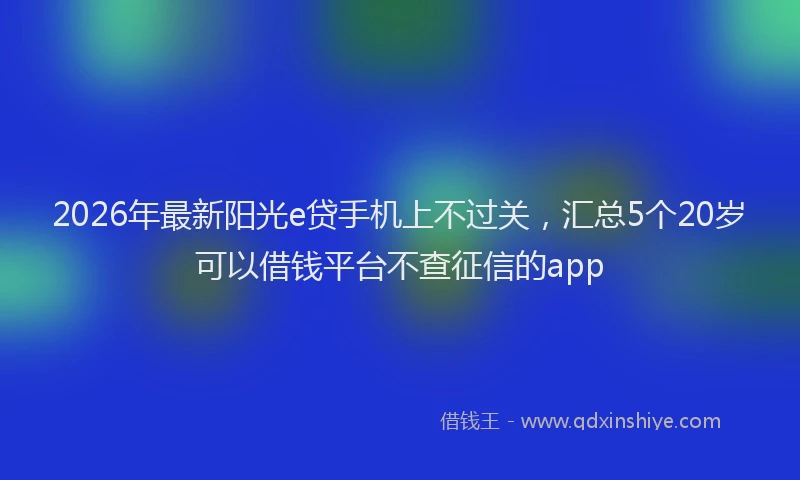 2026年最新阳光e贷手机上不过关，汇总5个20岁可以借钱平台不查征信的app